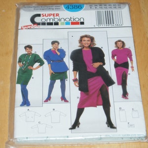Burda 4386 Sewing Pattern: Misses Skirt, Shirt, Sweater (Size 6-18)