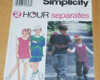 Retired Uncut Simplicity 2 Hour Separates Childs Boy and Girl Sweat Pants Shorts and Top Pattern 8793  HH Size 3, 4, 5, 6  Sports wear