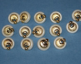 14 Fancy White and Gold  look Plastic Shank Buttons  Lot 212