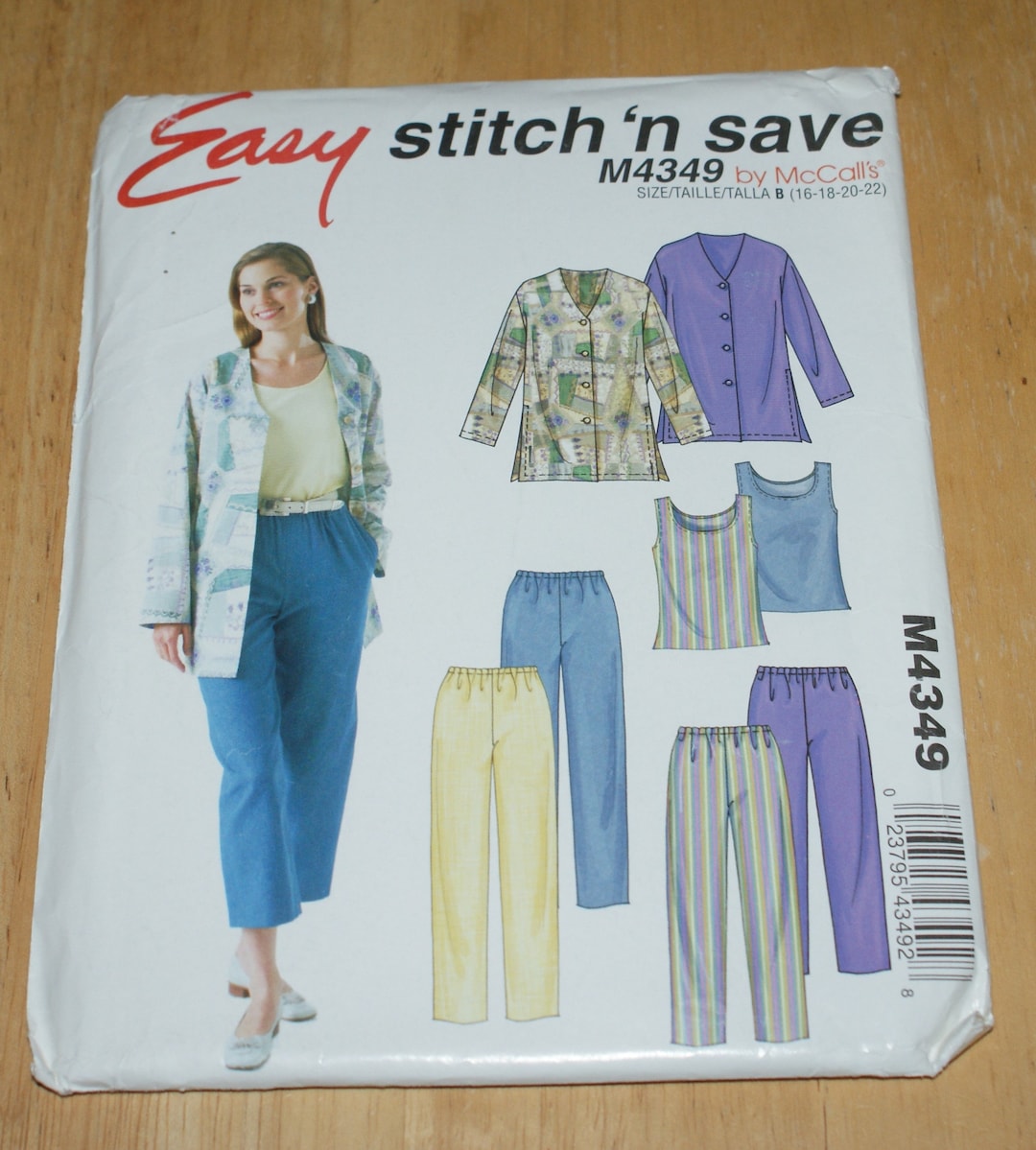 4342 Pattern Vintage Mccall's M4349 Sewing Pattern: Jacket, Top, Pants, Shorts (size ...