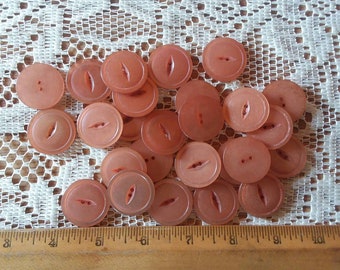 Vintage 25 Matching Light Orange Peach 1 1/16 Inch 2 hole, Like new, never used Lot 1937, Over size Coat Buttons, embellishment buttons