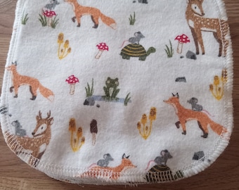 Flannel Baby Wipes: Woodland Animals Print, Reusable Cloth Napkins (Set of 15)