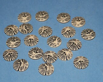 Fancy 20 Matching  Flowered Tribal 2 Hole Buttons 13/16 , Lot 1329