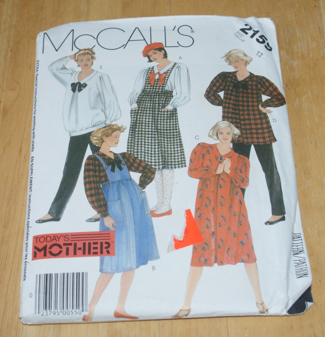 Vintage Retired UNCUT Mccalls Todays Mother Maternity Dress Shirt