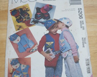 Vintage McCalls Childs Vest and Cap Sewing Pattern 5206 - Size Medium