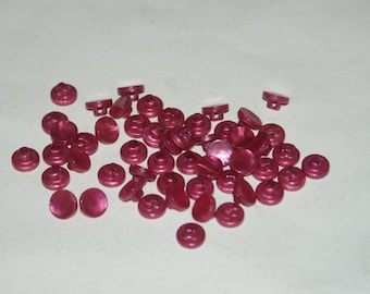 Vintage Bulk 50 Matching Small Shiny Pink colored  Shank Buttons 3/8"  Lot 1368