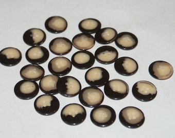 25 Matching Brown and Cream  Four Hole Buttons  13/16 Inch Lot 1327