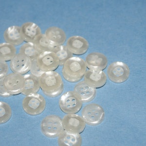 Vintage 30 Matching Small Shinny White  colored  4 Hole Buttons 7/16&quot;  Lot 484
