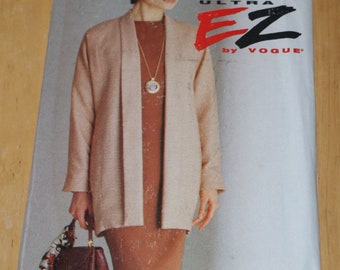 Vintage Retired Uncut Vogue ULTRA EZ Misses Unlined Jacket and Dress Pattern 8744 Size 18 , 20, 22