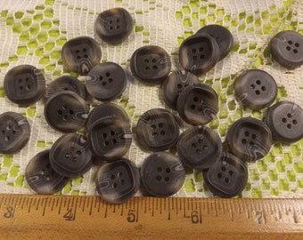 25 Vintage Matching Dark Brown Marble 3/4 Inch Four hole, Like new never used Lot 2507