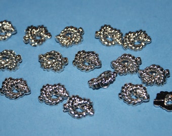 16 Fancy Sliver-tone Rope Look  Plastic Shank Buttons  " Lot 1024