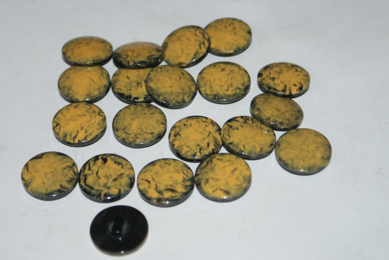 Fancy 20 Black and Yellow Color Shank Buttons 78 inch Plastic Lot 1345