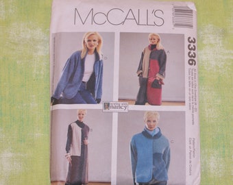 Vintage Uncut McCalls 3336 Unlined Coat Pattern , Jacket ,Sewing With Nancy Pattern ,  Sizes S-XL , Size 8 - 22, Full Size Coat Pattern