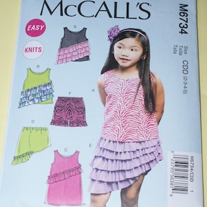 New McCalls Childs Dress and Shorts Pattern M6734 SizeCDD 2 3 4 5