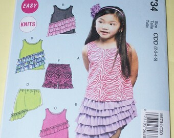 New McCalls Childs Dress and Shorts Pattern M6734 SizeCDD 2 3 4 5