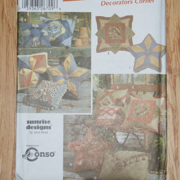 Retired Simplicity Crafts Pattern Quilted Pillows 5538 10 Great Pillow Patterns, Quilt pattern for pillows