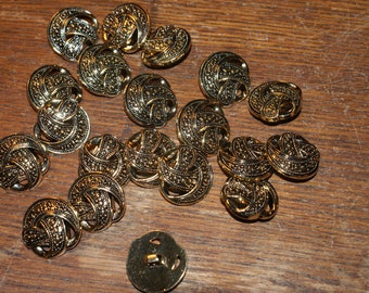 20 Fancy Gold-tone  Plastic Shank Buttons 1" Lot 1989, Matching buttons