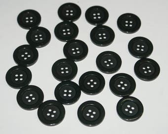 Vintage 20  Matching Dark Green looks like black Buttons 7/8 Inch four hole, Lot 1775 like new never used