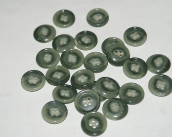 25  Green Marble  Four Hole Buttons  3/4 Inch Lot 1105