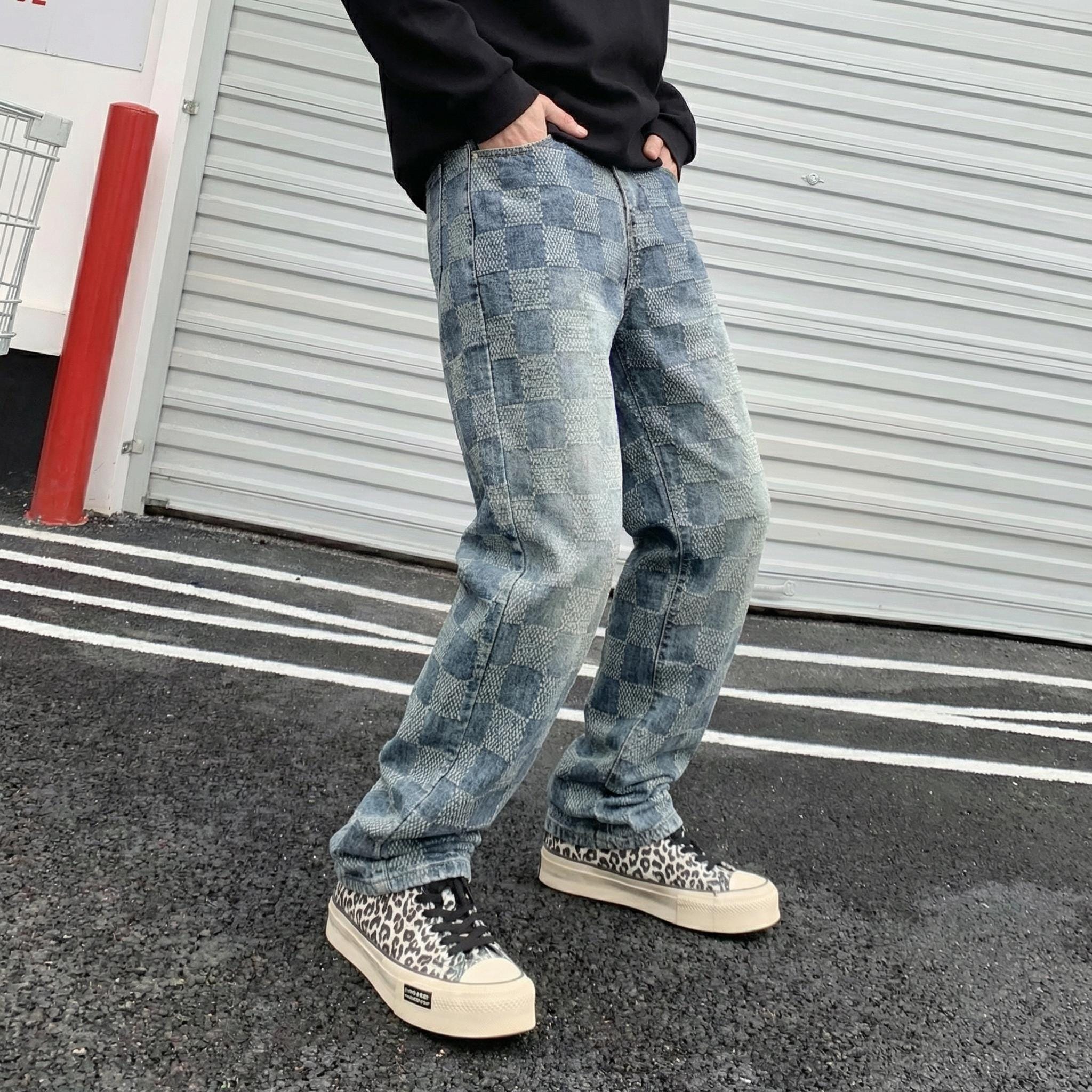 Patched jeans men - Etsy 日本