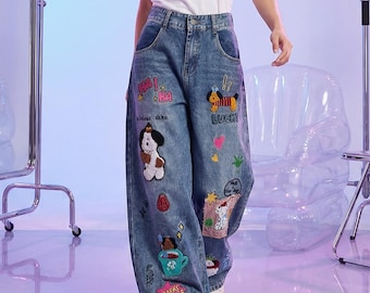 Vintage 90s-y2k Beverly Hills Polo Club Baggy Jeans, Black Denim