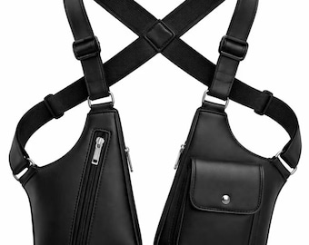 Genuine Leather Chest Rig Bag for Men, Crossbody Harness Backpack