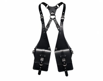 Handmade Leather Holster Bag for Men, Shoulder Harness Chest Bag