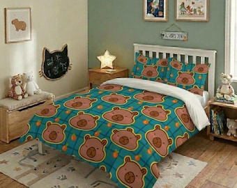Påslakanset med kapybaraskogsmönster | 100 % polyester, botaniskt sängkläder