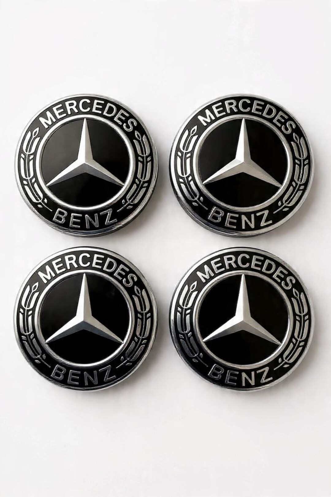 Mercedes Benz Wheel Center Caps – Gloss Black Alloy Hub Replacement Set ...