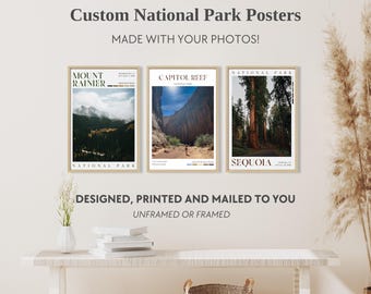 Custom National Park Travel Poster From Your Photo | Personalized National Park Print | Modern Travel Poster | Make Your Own Park Poster