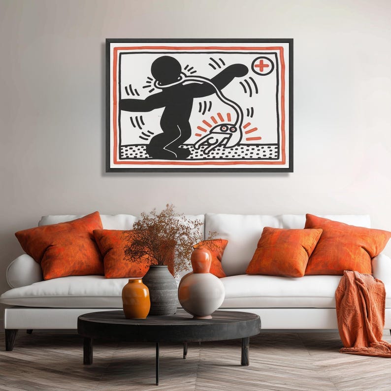Keith Haring Abstract Canvas, Pop Art Urban Wall Decor - Etsy