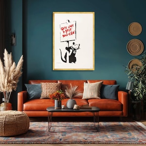 Tela raffigurante un topo in stile Banksy, arte di strada urbana, arredamento politico per la casa