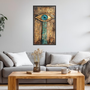 Oude Egyptische canvaskunst oog van Horus, hiërogliefen decor