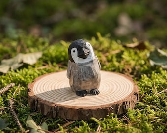 Hand geschnitzte Holz Pinguin Figur Nettes Valentinstag Geschenk für ihre Fern Beziehung Token rustikale Tier Dekor Pinguin Liebhaber Kunst