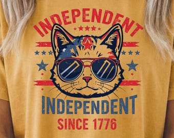 Independent Cat Shirt, Funny Cat Shirt, Patriotic Cat Tee, USA 250 Shirt, Vintage America Cat Tee, July 4th Cat Shirt