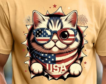 Funny Patriotic Cat Shirt, USA 250 Shirt, America 250 Tee, Vintage Cat Shirt, 4th of July Shirt, Patriotic Cat Tee, Retro USA Shirt