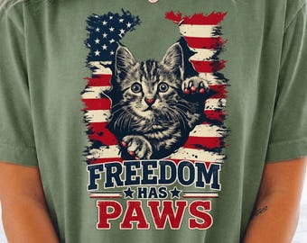 IndeFreedom Has Paws Shirt, Patriotic Cat Tee, Funny Cat Shirt, USA 250 Shirt, 4th of July Cat Tee