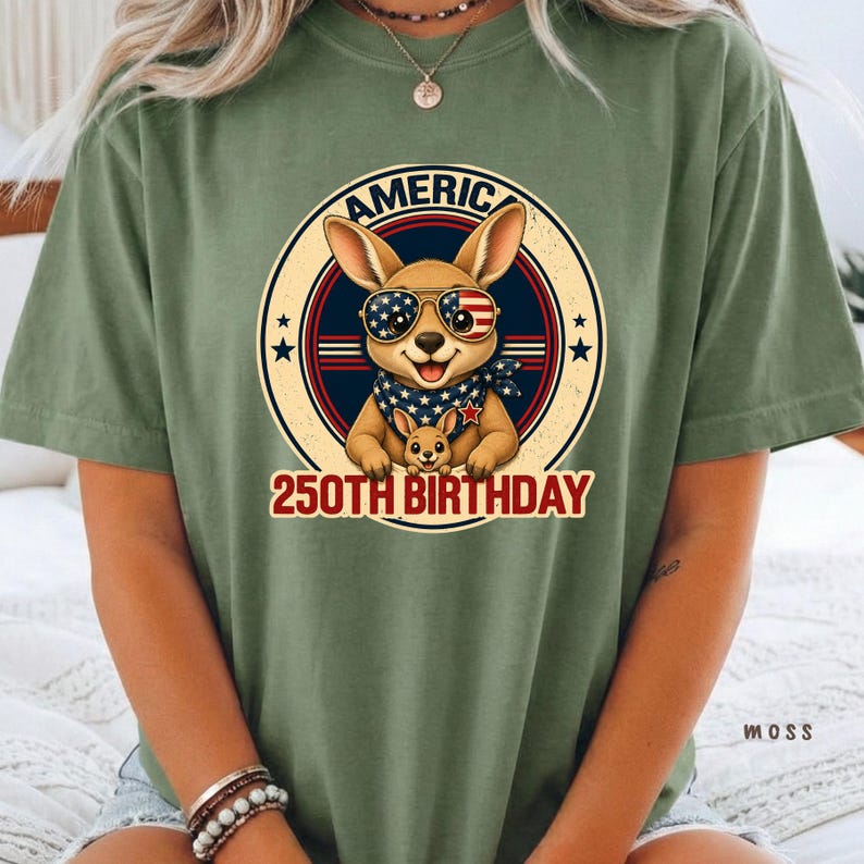 Cute patriotic kangaroo wearing American flag sunglasses shirt, America 250 shirt, funny animal tee, patriotic shirt, retro USA shirt, 4th of July shirt, vintage Americana animal graphic tee, USA 250 anniversary apparel, independence day shirt, animal graphic tee, summer patriotic outfit, funny patriotic animal shirt, freedom celebration shirt, fourth of july tee, cute kangaroo lover gift.