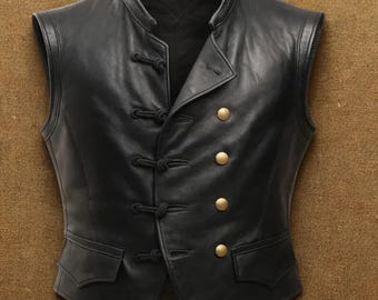 Handmade Leather Pirate Vest – Renaissance Faire Steampunk Waistcoat LARP Medieval Costume
