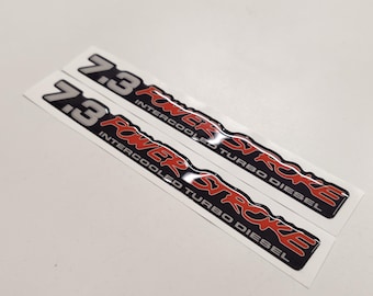 7.3 Power Stroke Intercooled Turbo Diesel Badge 3D Aftermarket Replacement Decals Domed 2pcs / Sticker Resin Set