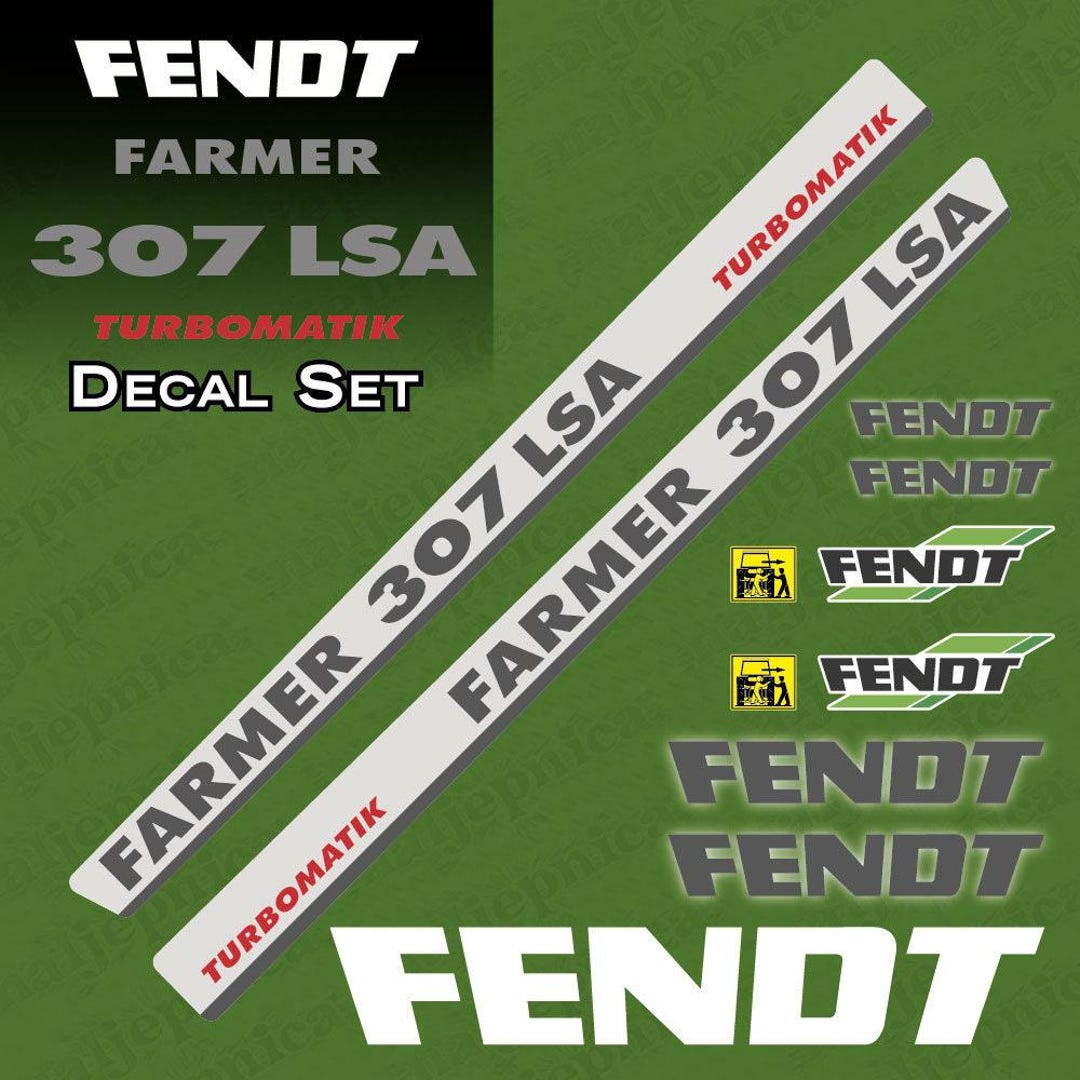307 Engine Sticker Fendt Farmer 307 LSA Turbomatik Silver Aftermarket Replacement Tractor ...