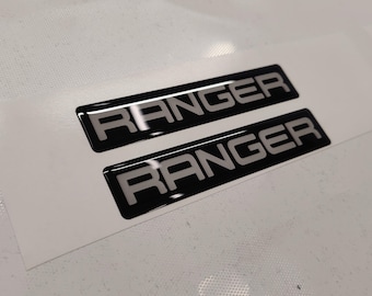Ford Ranger 3D Domed Badge Emblem Aufkleber 2 Stück / Resin Aufkleber / Weiss und Schwarz