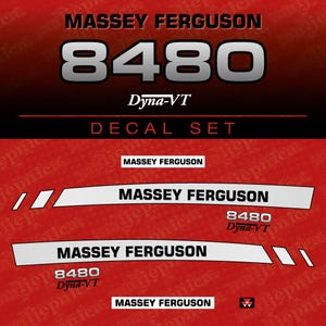 Set di adesivi (decalcomanie) di ricambio aftermarket per trattori Massey Ferguson 8480