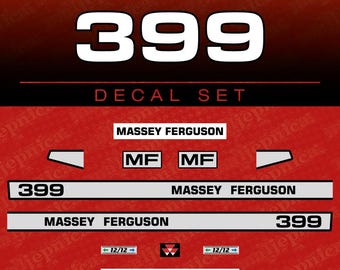 Jeu d'autocollants (autocollants) de rechange pour tracteur Massey Ferguson 399 Aftermarket
