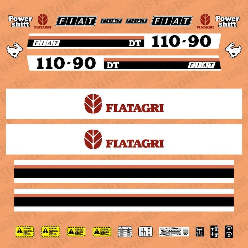 Fiat Fiatagri 110-90DT Aftermarket Replacement Tractor Decal Sticker Set
