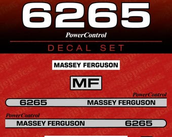 Jeu d'autocollants (autocollants) de rechange pour tracteur Massey Ferguson 6265 Aftermarket