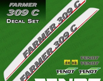Ensemble d'autocollants de rechange argentés pour tracteur Fendt Farmer 309 C Turbomatik 2003