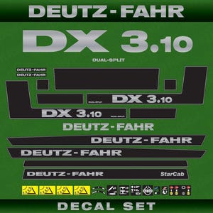 Deutz DX 3.10 Dual-Split StarCab Eftermarknads reservtraktor dekaler (klistermärken) set