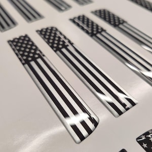 Tremor 3D Aftermarket Replacement Fender Decals for 2023 and 2024 Ford F250 or F350 Domed Decal 2pcs / Silver Resin Set / USA Flag Gray