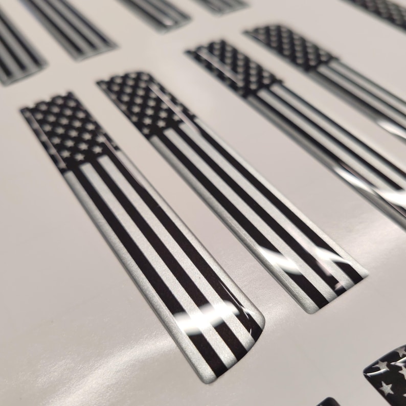 Tremor 3D Aftermarket Replacement Fender Decals for 2023 and 2024 Ford F250 or F350 Domed Decal 2pcs / Silver Resin Set / USA Flag Gray